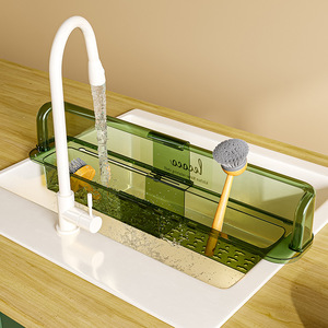 DD929 Estante de Almacenamiento Transparente para Cocina, Bloque Retenedor de Agua, Protector Telescópico Antisalpicaduras para Fregadero, Cesta para Fregadero, Protector de Salpicaduras - Product Image 3