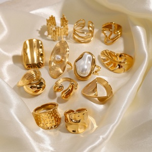 Anillo de Diseño Discreto en Acero Inoxidable y Chapado en Oro de 18K, Estilo Europeo Americano, Forma Exagerada, Joyería de Moda para Regalo - Product Image 4