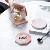 Ensemble de sous-verres en marbre et liège pour boissons chaudes, tasses à thé et protection de table