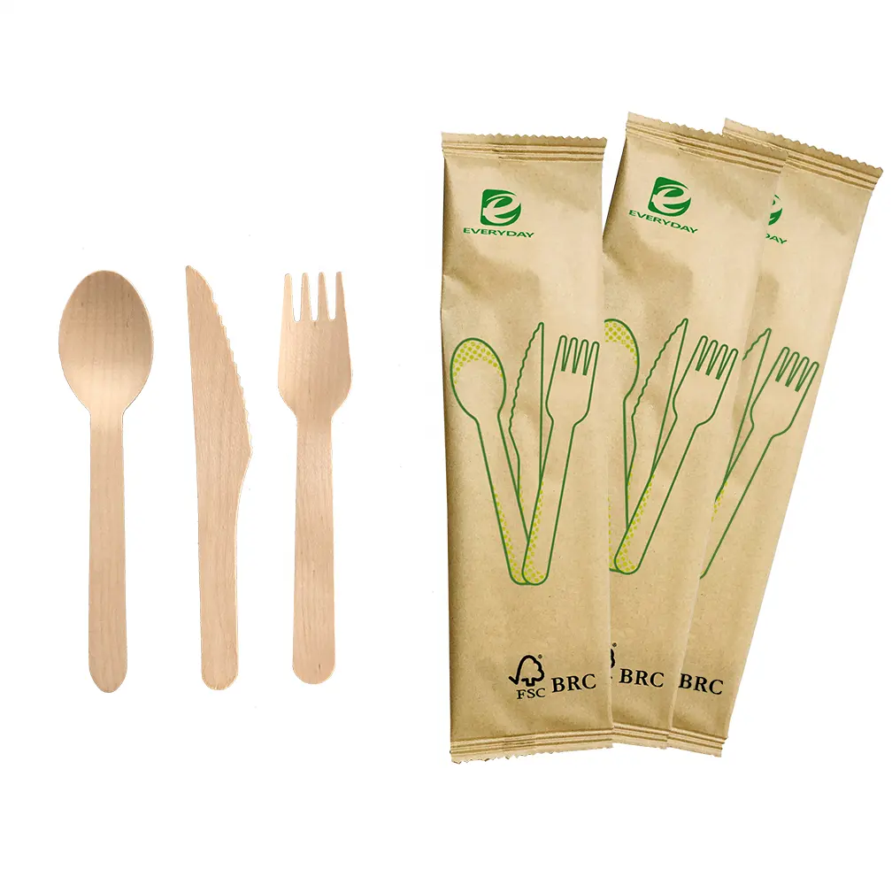 Wholesale New Design Ecofriendly Wooden Cutlery Knife Fork Spoon