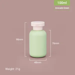 100ml~500ml Luxury Green Round Soft Touch Squeeze Plastic Cosmetic Body Lotion Butter Shampoo Bottle Flip Cap