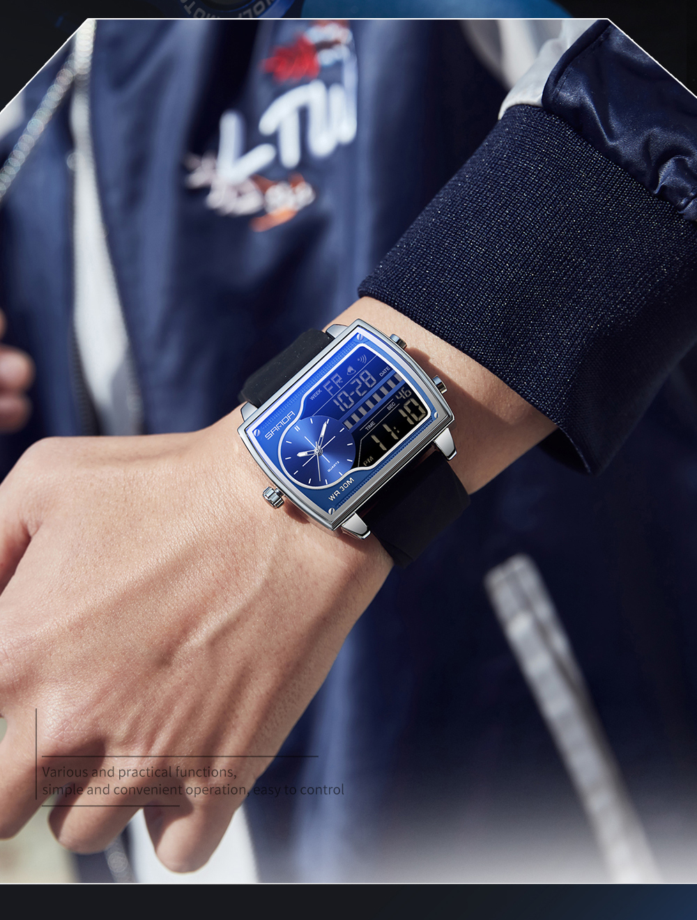 Sanda 6163 Luxury Men's Quartz Watch - Stylish Digital Analog with