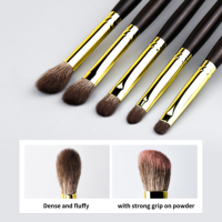 Ensemble de pinceaux de maquillage haut de gamme en poils de chèvre naturels, manches en ébène, poils professionnels haute densité, possibilité de graver un LOGO sur le visage du pinceau