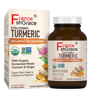Resposta Inflamatória Cúrcuma Força Extra Orgânicos 60 Tabletes, Suplemento De Ervas Sem Glúten Vegano Orgânico Não-OGM