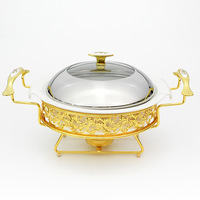 Vente en gros de chauffe-plats pour service de banquet, verre rond, fourniture pour restaurant d'hôtel royal à usage intensif, chauffe-plats à usage commercial