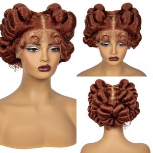 Perruques synthétiques Full Lace pour femmes, petites boucles africaines européennes, cheveux à tresser, double trame machine, cheveux de bébé en soie, franges ajustables - Product Image 2