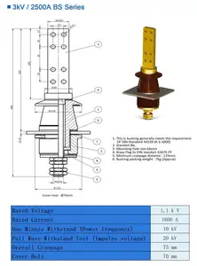 BS Transformer Porcelain Insulator Bushing 1kV To 36kV High Voltage Low Voltage Transformer Bushing Porcelain Bushing