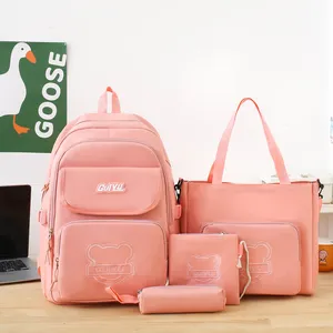 2022 Hot sale 4 PCS Set Primary Student Girls Backpack Shoulders Bag School Backpack Set for Teenager