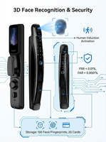 Serrure intelligente 3D Face ID pour maison en bois/acier, interphone visuel de sécurité domestique, moniteur 4,5 pouces, alliage d'aluminium, compatible Tuya/Alexa, stockage cloud