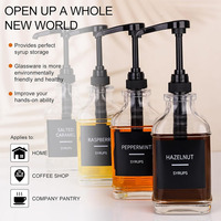 Distributeur de sirop de café chaud, pompe à miel, distributeur de sirop de café carré, bouteille en verre, 16,9 oz, 500 ml
