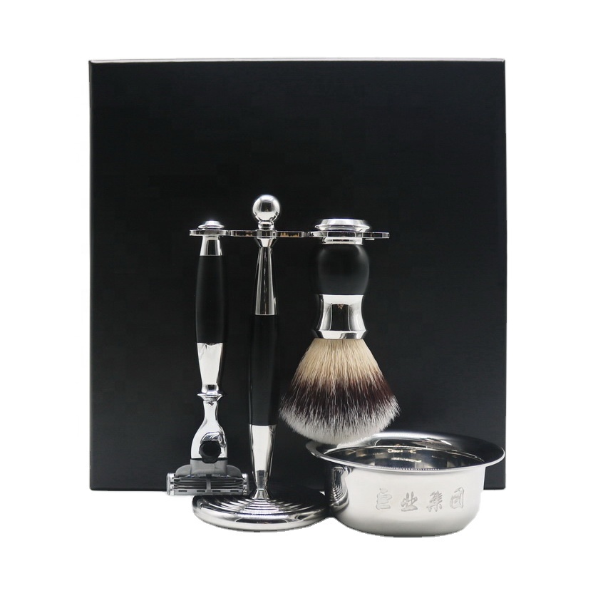 Met Scheerkwast En Stand Veiligheid Razor En Scheren Kom Vintage Grooming Kit Voor Mannen Mens Scheren Set