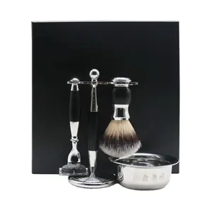 With Shaving brush and Stand Safety Razor and Shaving Bowl Vintage Grooming Kit for Men Mens Shaving Set