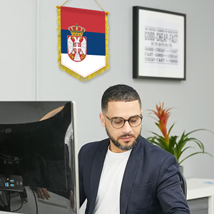 <span class=keywords><strong>La</strong></span> <span class=keywords><strong>bandera</strong></span> <span class=keywords><strong>serbia</strong></span>, pancarta, raya horizontal tricolor con borde de borla, es adecuada para actividades conmemorativas históricas - Product Image 3