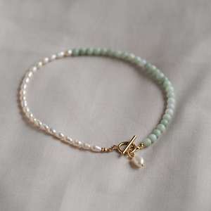 Nueva moda Rosa Aventurina Piedra Media perlas de agua dulce y collar de cuentas de piedras preciosas para joyería de mujer - Product Image 6