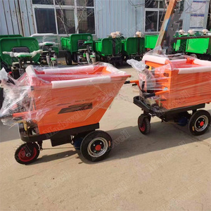 Chariot à benne basculante électrique en métal orange, petit chariot motorisé avec poignée et roues - Product Image 3