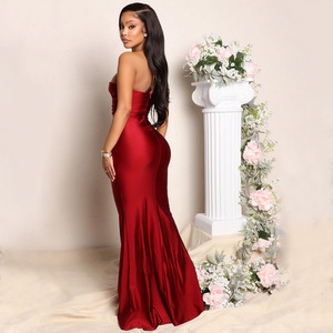Robe de <span class=keywords><strong>soirée</strong></span> longue en satin à une épaule, grande taille, haute couture, élégante et sexy pour femmes - Product Image 3