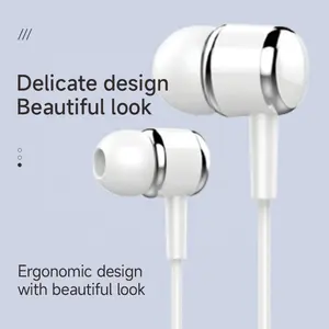 Hotriple E5 Earphone berkabel Universal, headphone handsfree Stereo Jack 3.5mm 1.2M untuk ponsel PC