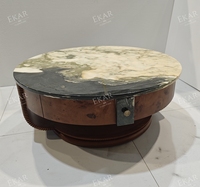 Table basse moderne en marbre vert, table basse ronde de luxe en bois de palissandre avec tiroirs de rangement, mobilier de villa
