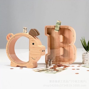 Hucha de madera transparente de acrílico para niños, caja de ahorro con forma de cerdito, para edades de 5 a 7 años - Product Image 5