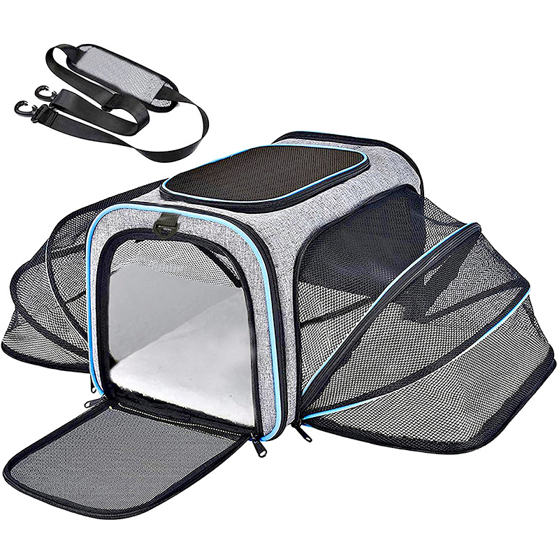 Sac de transport extensible pour animaux de compagnie 4 côtés pour chat et chien Sac de transport respirant en maille pour animaux de compagnie