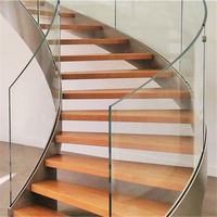 Escalier circulaire à garde-corps en verre double face, design tendance, escalier demi-circulaire