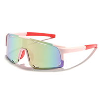 Lunettes de soleil rondes polarisées UV400 de style sportif avec verres PC et monture en plastique pour hommes, femmes et enfants, grande monture monobloc pour le cyclisme