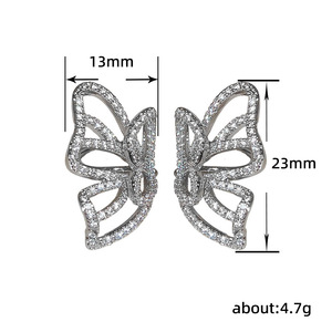 Butterfly Clip On Earrings for Women Sparkling Non Pierced Ear Cuff Daily Fashion Jewelry - Product Image 5
