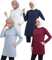 2026 Elegante Bescheiden Dames Sportkleding Set Burkini Top Leggings Wikkelrok Ademend Lichtgewicht Snel Droogend Spandex/Polyester