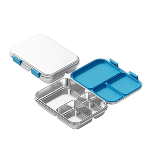 Lonchera Risheng de Acero Inoxidable con 3 Compartimentos a Prueba de Fugas, Lonchera Infantil de Acero Inoxidable 304, Lonchera Tiffin - Product Image 1