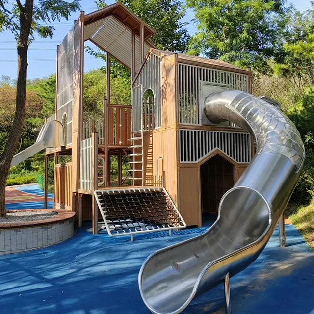 Customized Outdoor Safety Durable Stainless Steel and Plastic High Quality Kids Slide for Pool Use