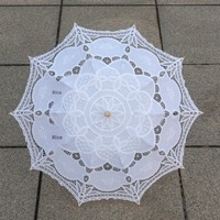 Parasol en dentelle de style européen, broderie décorative avec bordure en dentelle blanche, 80 cm, accessoire pour photographie, danse, mariage