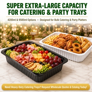 Bandeja <span class=keywords><strong>de</strong></span> Plástico Grande Negra <span class=keywords><strong>de</strong></span> Grado Alimenticio PP, Apilable, <span class=keywords><strong>para</strong></span> Comida Preparada, Carne, Charcutería, <span class=keywords><strong>para</strong></span> Fiestas, Directo <span class=keywords><strong>de</strong></span> Fábrica - Product Image 2