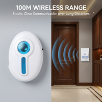 Sonnette de porte intelligente sans fil avec 32 mélodies, lampe torche, design moderne, pour école, appartement, extérieur, maison, hôtel, villa, avec 2 récepteurs, fonctionne sur piles