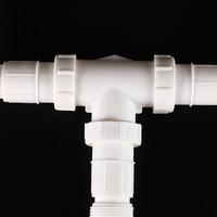 Tuyau d'évacuation flexible et extensible HJSJ blanc de 80 cm pour évier de buanderie, lavabo à légumes, raccord en T droit à bride, sortie directe
