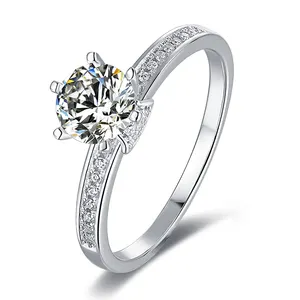 약혼 반지 판매 실버 925 1ct Moissanite 다이아몬드 결혼 반지 여자