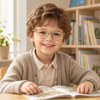 Montures de lunettes en acétate pour enfants, charnières à ressort, légères, carrées, pour l'école et les études (5-12 ans)