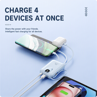 Mini Power Bank 10000mAh PD 22.5W Charge Rapide Portable avec 4 Câbles Intégrés et 2 Lampes Torches LED avec Affichage LED