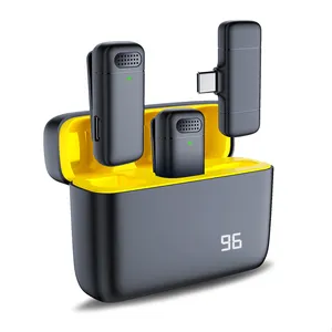 लाइव इंटरव्यू आउटडोर मिनी नॉइज़ कैंसिलिंग लैपल माइक के लिए चार्जिंग केस के साथ 2.4G वायरलेस स्टीरियो लैवेलियर माइक्रोफोन