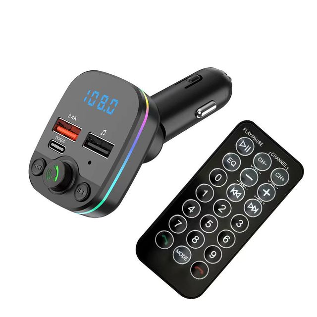 Hot-selling C6P for MP3 Hands-Free Call Remote Control FM Transmitter Car Charger USB-A/USB-C Ports 12-24V Input