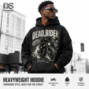 Felpa con Cappuccio Sinister 500gsm Pesante con Stampa DEAD RIDER Oversize in Policotone Streetwear Gotico Unisex Invernale Casual da Uomo - Product Image 1