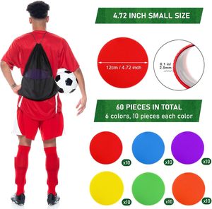 60 points <span class=keywords><strong>de</strong></span> marquage en polyéthylène antidérapants pour sols <span class=keywords><strong>de</strong></span> gymnastique, idéaux pour l'entraînement <span class=keywords><strong>de</strong></span> vitesse et d'agilité au football et au basketball, avec sac à cordon - Product Image 5