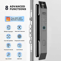 Kunci Pintu Digital Elektrik Pengenal Wajah 3D Tuya Video Interkom WiFi Smart Lock dengan Sidik Jari Biometrik untuk Pintu Kayu