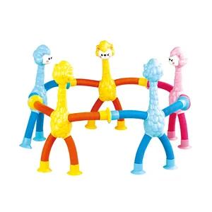 Stress Relief Spring Telescopic Suction Cup Giraffe Toy Pop Tube Fidget Other Baby Squeeze Toys Plastic