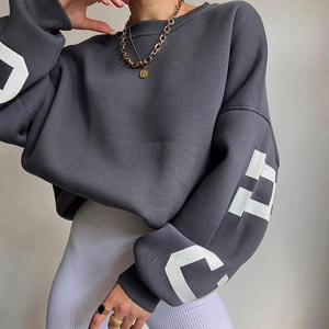Pull imprimé personnalisé fabricant Streetwear Hip Pop 100% coton polaire surdimensionné vêtements pour femmes sweats à col rond sweats à capuche - Product Image 5