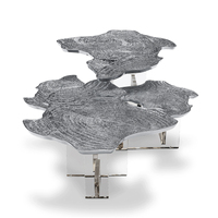 Table basse moderne en laiton de haute qualité avec textures simples, design personnalisé pour mobilier de maison en acrylique