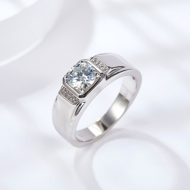 Best-selling Custom High-quality Men's Morganite Pure Silver Plated Fashionable Premium Trendy Wedding Ring  Ring