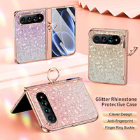 Coque de protection intégrale de luxe avec anneau support et paillettes brillantes pour Xiaomi 18 Fold 5G
