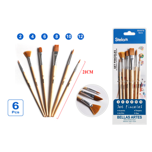 Set di pennelli a setola piatta in 3 pezzi verde chiaro per pittura ad acquerello e acrilico con manico in legno o plastica nero o blu - Product Image 1