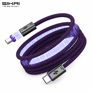 สายเคเบิล SIKAI 240W USB-C to USB-C <span class=keywords><strong>แบ</strong></span>บแม่เหล็กม้วนเก็บได้ หัวต่อ Type-C <span class=keywords><strong>แบ</strong></span>บถอดได้ พร้อม E-Marker และสายถัก สำหรับ<span class=keywords><strong>ต</strong></span>ั้งโ<span class=keywords><strong>ต</strong></span>๊ะ ใช้งานกับ iPhone - Product Image 1