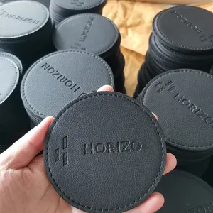 Custom Logo Printing Coffee Cup Mat Blank PU Leather Coaster For Drinks